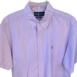 Ralph Lauren Mens Classic Fit Short Sleeve Oxford Shirt Lav Purple RUNS Large